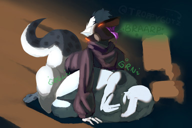 abdominal_bulge anthro anthro_pred armwear bedroom bent_over bottomless bottomless_anthro bottomless_male burp_fetish burping butt clothed clothing digestion digestion_implied digestion_noises duo eyes_closed fur hair machine male male/male markings mask naughty_face naughty_smile oral_vore outside partially_clothed protogen_visor same_size_vore short_hair side_view spots spotted_body spotted_fur tail tongue tongue_out vore wearing_mask troppygutz ninten_(troppygutz) humanoid mammal protogen 2026 3:2 detailed digital_drawing_(artwork) digital_media_(artwork) hi_res