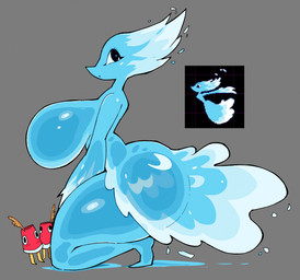 anthro big_breasts blue_body blue_eyes breasts butt female group looking_at_viewer nude pointy_breasts princess royalty solo_focus trio water nupi deltarune undertale_(series) miss_mizzle cuptain darkner elemental_creature mizzle_(deltarune) water_creature hi_res reference_image
