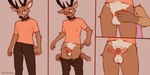 5_fingers anthro antlers assisted_exposure balls biped blush bottomwear bottomwear_down bouncing_penis brown_body brown_fur clothed clothing collar countershading embarrassed erection fingers fur genitals horn humanoid_genitalia humanoid_penis male pants pants_down pantsing partially_clothed penis playing_with_penis realistic_penis_size small_penis solo touching_penis white_body white_fur lawyerdog panko_(lawyerdog) deer mammal 2022 digital_media_(artwork) hi_res