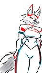 anthro big_breasts big_butt breasts butt clothed clothing ears_up female fluffy fluffy_tail huge_breasts huge_butt solo stern_look tail abigolcheesegrater_(artist) canid canine canis mammal wolf hi_res sketch