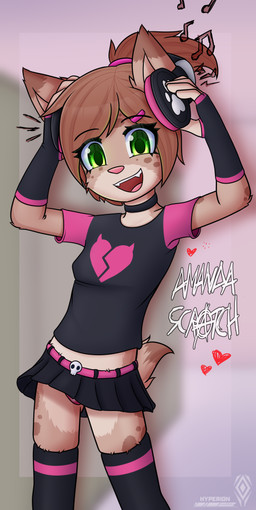 adolescent alternative_fashion anthro bottomwear choker clothed clothing electronics emo fangs female footwear headphones jewelry legwear midriff necklace open_mouth open_smile panties panty_shot punk skirt smile socks solo teeth thigh_highs underwear upskirt young young_anthro young_female dream_mirage amanda_scratch felid feline lynx mammal absurd_res hi_res