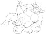 anthro beard body_hair briefs bulge chest_hair clothing facial_hair hat headgear headwear horn lying male mustache nipples overweight overweight_anthro overweight_male pillow pipe simple_background solo underwear white_background thegreatmatsutzu lifewonders tokyo_afterschool_summoners ahab_(tas) bovid bovine cape_buffalo mammal black_and_white monochrome sketch