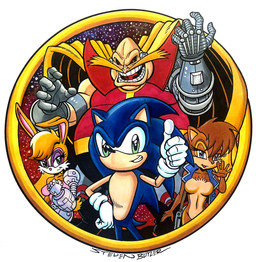 anthro cape clothing cosmic_background cybernetic_arm cybernetic_limb cybernetics female gesture gloves group hand_gesture handwear machine male male/female power_ring ring robotic_arm star starry_background thumbs_up toony topwear vest waving waving_at_viewer wide_hips steven_butler sega sonic_the_hedgehog_(satam) sonic_the_hedgehog_(series) bunnie_rabbot dr._eggman sally_acorn sonic_the_hedgehog chipmunk eulipotyphlan ground_squirrel hedgehog human lagomorph leporid mammal rabbit rodent sciurid hi_res marker_(artwork) painting_(artwork) traditional_media_(artwork) traditional_painting_(artwork)