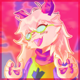 2_horns 4_fingers black_sleeves blush claws clothing eyewear fingers floppy_ears fur glasses green_clothing green_eyewear green_glasses green_robe happy horn lop_ears male open_mouth pawpads pink_horn pink_scarf robe scarf solo white_body white_fur cosmic_logem deltarune undertale_(series) ralsei bovid caprine goat mammal 1:1 2026 half-length_portrait hi_res portrait