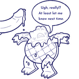 anthro bodily_fluids cum disgusted_face dripping duo ejaculation eyes_closed food genital_fluids male male/male simple_background size_difference standing text white_background dowaku_01 investigators_(book) daryl_(investigators) crocodile crocodilian food_creature reptile scalie 1:1 english_text hi_res monochrome