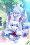 detailed_background feral fur purple_eyes solo walking white_body white_fur semi_(pixiv) fate_(series) type-moon cath_palug breed_of_calamity canid canine mammal