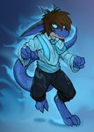 after_transformation anthro blue_sclera brown_hair clothed clothing hair horn long_ears long_tail magic_user male necktie snaggle_tooth solo species_transformation tail transformation zeptophidia mimeia_(zeptophidia) kobold scalie 2021 digital_drawing_(artwork) digital_media_(artwork) hi_res