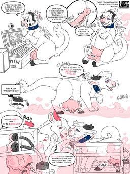 abdominal_bulge after_transformation bell bell_collar bodily_fluids breast_milking collar conditioning cowbell cowbell_collar curved_horn dialogue duo ear_piercing ear_tag electronics facial_piercing female feral feral_replacement_limb fog head_horn headgear headphones headset hooves horn hypnosis inflation lactating machine milk milk_inflation milking_machine mind_control nose_piercing nose_ring piercing ring_piercing solo tail teats text udder_milking udders conditional_dnp lustylamb mythology kazard yarrow_(lustylamb) bovid bovine cattle dragon drakkau hybrid mammal mythological_creature mythological_scalie scalie 3:4 english_text hi_res
