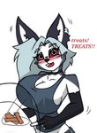 anthro big_breasts blush breasts female small_waist solo wide_hips pace-maker helluva_boss mythology loona_(helluva_boss) canid canid_demon canine demon hellhound mammal mythological_canine mythological_creature