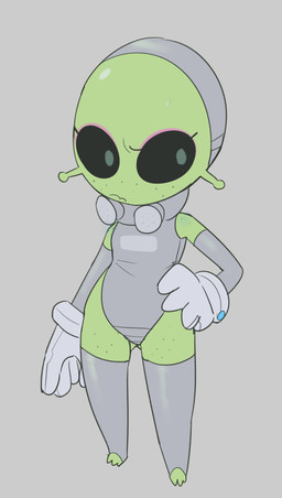 clothing female freckled_face freckled_legs freckled_thighs freckles gloves grey_background handwear leotard not_furry simple_background solo weeeeps alien alien_humanoid humanoid roswell_grey absurd_res hi_res