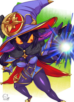 big_breasts big_hat blue_clothing breasts cleavage clothed clothing cosplay crossgender crossover_cosplay eyelashes female fur green_background hair hat headgear headwear humanoid_pointy_ears magic navel orange_eyes pointy_ears purple_body purple_fur purple_hair simple_background snaggle_tooth solo thick_thighs twintails_(hairstyle) white_background wide_hips witch_hat yellow_sclera jolli-ceta genshin_impact league_of_legends mihoyo riot_games tencent mona_megistus veigar humanoid yordle crossover hi_res