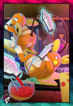 alcohol anus bar beverage border clitoral_hood cocktail container cup duo feet female feral floating foreshortening genitals glass glass_container glass_cup holding_object inside looking_at_viewer lying nude on_back smile tail telekinesis text toes vulva ediblecrustables nintendo pokemon alolan_form alolan_raichu generation_7_pokemon pokemon_(species) regional_form_(pokemon) absurd_res digital_media_(artwork) english_text hi_res url