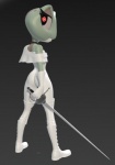 3d_(artwork) amphibian amputee anthro beatriz_overseer beatriz_resont chochi choker digital_media_(artwork) disability female fencing frog jewelry melee_weapon necklace rapier solo sword thirteeenth weapon