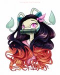 anthro asian_clothing bamboo bit_gag black_hair clothing cosplay east_asian_clothing eyelashes female gag gradient_hair hair haori japanese_clothing kimono long_hair multicolored_hair orange_hair pink_eyes simple_background solo white_background francis_john demon_slayer neopets nezuko_kamado aisha_(neopets) neopet_(species) 2023 4:5