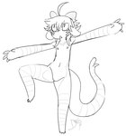 ambiguous_gender anthro clothing featureless_crotch nipples solo stripes tail tail_mouth unusual_anatomy unusual_tail durg_(artist) unidentified_species unknown_species black_and_white monochrome sketch