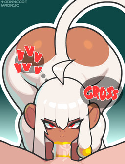 anthro anthro_penetrated big_butt brown_body brown_skin butt dark_body dark_skin dialogue disembodied_penis duo fellatio female female_anthro female_on_human female_penetrated first_person_view fur genitals hair human_on_anthro human_penetrating human_penetrating_anthro human_penetrating_female human_pov interspecies lipstick lipstick_on_penis looking_at_viewer makeup male male/female male_on_anthro male_penetrating male_penetrating_anthro male_penetrating_female male_pov oral oral_penetration penetrating_pov penetration penile penile_penetration penis penis_in_mouth red_eyes sex tail text thick_thighs white_body white_fur white_hair wide_hips yellow_lipstick adnyc twitter wuming_(adnycart) haplorhine human mammal monkey primate absurd_res artist_name digital_drawing_(artwork) digital_media_(artwork) hi_res pictographics