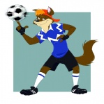 anthro athletic athletic_anthro athletic_male ball ball_on_finger black_eyes black_nose brown_body brown_fur clothing fur furgonomics hair hat headgear headwear male orange_hair soccer soccer_ball solo sport tail nickwolf canid canine canis mammal wolf hi_res