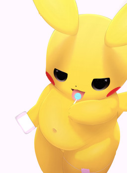 ambiguous_gender anthro anthrofied bird's-eye_view butt candy condom condom_wrapper deep_navel dessert female food fur high-angle_view lollipop looking_at_viewer navel nude open_mouth overweight overweight_anthro overweight_female pokemorph sexual_barrier_device simple_background solo tail tongue tongue_out yellow_body yellow_fur spicymeat nintendo pokemon generation_1_pokemon mammal mouse murid murine pikachu pokemon_(species) rodent absurd_res digital_media_(artwork) hi_res