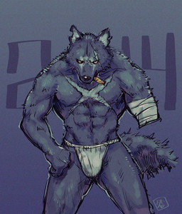 amputee anthro asian_clothing barazoku black_nose clothing disability east_asian_clothing fundoshi japanese_clothing kemono male missing_arm muscular muscular_male scar simple_background solo underwear white_clothing white_fundoshi white_underwear t09a60y toga_(pixiv_8103731) canid canine canis mammal wolf 2014