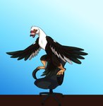 anthro chair furniture male mimi_muscovy_duck osha_violation solo standing nanochetha not_safe_for_work anatid anseriform avian bird duck muscovy_duck absurd_res hi_res