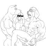 abs anal anthro balls erection genitals group hug male male/male muscular muscular_male nipples obliques pecs penis size_difference trio grillo hanna-barbera hong_kong_phooey one_piece duke_dogstorm hong_kong_phooey_(character) humanoid 1:1 absurd_res hi_res monochrome