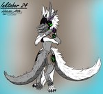 anthro duo ears_up horn hug inner_ear_fluff machine male male/male pawpads paws protogen_armor protogen_visor tail tuft hunamarts inktober bio_(hunamarts) biogentic_(protogen) protogen 2024