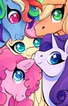 close-up crowded female feral group horn looking_at_viewer smile sparkles sparkling_eyes tongue tongue_out wings reallycoykoifish friendship_is_magic hasbro my_little_pony mythology applejack_(mlp) fluttershy_(mlp) pinkie_pie_(mlp) rainbow_dash_(mlp) rarity_(mlp) earth_pony equid equine horse mammal mythological_creature mythological_equine pegasus pony unicorn absurd_res headshot_portrait hi_res portrait