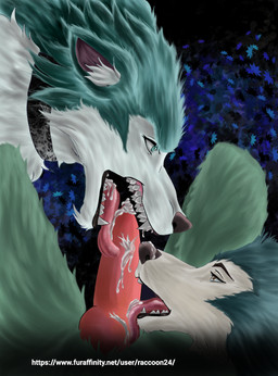 animal_genitalia animal_penis anthro bodily_fluids canine_genitalia canine_penis collaborative collaborative_fellatio collaborative_oral collaborative_sex cum cum_in_mouth cum_inside cum_on_face cum_on_tongue deep_throat duo_focus ejaculation fellatio feral fur genital_fluids genitals green_body green_eyes green_fur green_hair grey_body grey_fur group group_sex hair knot licking long_tongue male male/male open_mouth oral oral_penetration penetration penile penis penis_lick sex text threesome tongue tongue_out tonguejob raccoon24 beastars brand_new_animal studio_trigger legoshi_(beastars) shirou_ogami canid canine canis mammal wolf absurd_res digital_media_(artwork) hi_res url