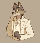 anthro clothed clothing eyebrows fingers fur male simple_background solo topwear greyy dreamworks the_bad_guys mr._wolf_(the_bad_guys) canid canine canis mammal wolf hi_res