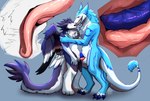 absurd_res animal_genitalia anthro balls big_tail deep_throat digitigrade dragon duo extreme_french_kiss feathered_dragon feathered_scalie feathered_wings feathers french_kissing frottage_in_slit genital_slit genitals hand_on_shoulder hi_res holding_partner internal internal_sheath kissing looking_at_another looking_at_partner looking_up male male/male mizuiro_chizu mythological_creature mythological_scalie mythology oral oral_penetration penetration scalie sergal sheath sheath_penetration sheath_play simple_background slit_penetration slit_play syke tail tail_tuft tuft wings xingiro