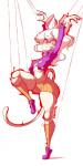 4_fingers aura bottomwear breasts cat_tail claws clothed clothing doll_joints fangs female fingers footwear hair navel on_one_leg puppet_strings shirt shorts solo standing string teeth thick_thighs topwear wavy_hair white_hair diives hunter_x_hunter neferpitou animal_humanoid cat_humanoid chimera_ant felid felid_humanoid feline feline_humanoid humanoid mammal mammal_humanoid 1:2 2017 hi_res signature