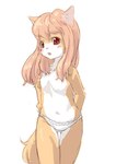 anthro black_nose blush clothed clothing female flat_chested fur hair hands_behind_back kemono navel open_mouth orange_body orange_fur panties pink_hair red_eyes shoulder_length_hair solo standing tail topless underwear white_body white_fur young yanamosuda domestic_cat felid feline felis mammal 2019 colored_sketch portrait sketch three-quarter_portrait