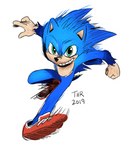 2019 5_fingers anthro ballad-of-gilgalad biped blue_body blue_fur clothing digital_media_(artwork) eulipotyphlan fingers footwear footwear_only fur green_eyes grin hedgehog male mammal mostly_nude plantigrade red_clothing red_footwear red_shoes sega shoes shoes_only simple_background smile solo sonic_the_hedgehog sonic_the_hedgehog_(film) sonic_the_hedgehog_(series) tan_body tan_fur ugly_sonic white_background