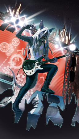 anthro bass_guitar clothed clothing detailed_background group guitar hair male musical_instrument night open_mouth outside plucked_string_instrument sky solo_focus standing star starry_sky string_instrument teeth tongue white_hair melloque domestic_cat felid feline felis mammal 2018 digital_media_(artwork) hi_res