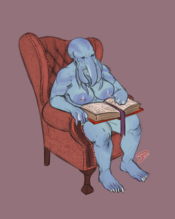 armchair blue_body book breasts chair female furniture inverted_nipples nails nipples nude overweight overweight_female reading reading_book sharp_nails solo tentacles avoid_posting rashkah dungeons_and_dragons hasbro wizards_of_the_coast humanoid mind_flayer