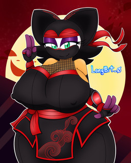 alternate_costume anthro big_breasts breasts erect_nipples female huge_breasts looking_at_viewer ninja nipple_outline nipples solo warrior wide_hips longbit_0 sega sonic_the_hedgehog_(series) rouge_the_bat bat mammal 4:5 absurd_res hi_res