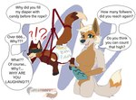 abdl anthro bdsm bondage bound diaper duo female female/female little_kings_(diaper) paddle paddling restraints rope rope_bondage suspension text lunathecute abuniverse little_kings canid canine fox mammal english_text hi_res