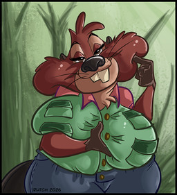 anthro beaver_tail bedroom_eyes big_breasts big_cheeks black_border black_nose blue_bottomwear blue_clothing blue_jeans blue_pants border bottomwear breasts brown_body brown_eyes brown_fur brown_paws buckteeth carrying_breast chest_tuft chubby_cheeks clothed clothed_anthro clothed_female clothing collared_shirt denim denim_bottomwear denim_clothing dress_shirt eyelashes female flat_tail fully_clothed fully_clothed_anthro fully_clothed_female fur head_tilt holding_breast jeans looking_at_viewer narrowed_eyes pants poking_cheek seductive shirt smile solo tail teeth topwear tuft whiskers dutch_(artist) disney zootopia nibbles_maplestick beaver mammal rodent 2026 colored digital_media_(artwork)