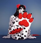 anthro barefoot claws feet foot_fetish foot_focus male paws simple_background smile soles solo toes aliscik allein canid canine canis dalmatian domestic_dog mammal animated hi_res short_playtime