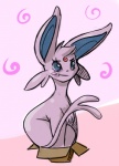 ambiguous_gender blush box cardboard cardboard_box container feral in_box in_container pink_background simple_background solo unknown_artist if_it_fits_i_sits_(meme) nintendo pokemon eeveelution espeon generation_2_pokemon pokemon_(species) meme