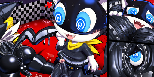 absorption_vore after_anal anal anthro anus belt black_body black_fur blue_eyes blush bodily_fluids bubble_butt butt cum cum_in_ass cum_inside cum_string duo fur gaping gaping_anus genital_fluids genitals heart_symbol humanoid_genitalia humanoid_penis hypnosis kerchief latex latex_body leather leather_body looking_pleasured male male/male mask mind_control musk penis short shortstack shortstack_male solo_focus spiral spiral_eyes sweat tail throbbing throbbing_penis vore white_body white_fur zipper ichimoral atlus megami_tensei persona_(series) persona_5 sega beta_morgana_(persona) morgana_(persona) domestic_cat felid feline felis mammal tuxedo_cat absurd_res hi_res