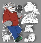 anthro claws clothed clothing duo feral footwear fur grin looking_at_viewer male shoes simple_background smile standing tail tongue timberwolfmax american_opossum hyena mammal marsupial virginia_opossum hi_res