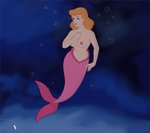 alternate_species blonde_hair blue_eyes breasts bubble clothed clothing female fin fingers fish_tail hair nipples on_model pink_body pink_scales pink_tail scales solo split_form tail tail_fin topless underwater water inusen disney disney's_cinderella cinderella_(disney) humanoid humanoid_merfolk marine merfolk hi_res