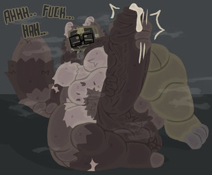 anthro balls big_balls big_butt big_penis bodily_fluids body_hair breasts brown_body brown_fur butt collar cum curvy_figure electronics eyewear fluffy fluffy_breasts fluffy_tail for_a_head fur genital_fluids genitals glasses gooning gynomorph hand_on_penis happy happy_trail huge_balls huge_butt huge_penis hyper hyper_balls hyper_butt hyper_genitalia hyper_penis intersex masturbation moan musk overweight penis post-it_note pubes public robot_leg scar screen screen_face slightly_chubby slightly_chubby_gynomorph slightly_chubby_intersex solo spread_legs spreading sticker stroking_penis sweat tail television thick_thighs voluptuous wide_hips lou_pancake bo_(lou_pancake) mammal object_head procyonid raccoon screen_head tv_head hi_res