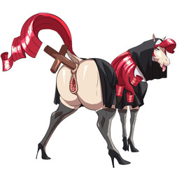 animal_genitalia anus clothing cross equine_anus equine_genitalia female feral footwear genitals high_heels legwear nun object_in_ass puffy_anus quadruped shoes smile tail teeth thigh_highs nikuyoku equid equine horse mammal absurd_res hi_res