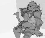 2020 anthro anthro_on_anthro arcanine balls big_penis black_and_white bodily_fluids breasts butt canid canine clothed clothing cum cum_drip cum_on_butt cum_on_penis digital_media_(artwork) dripping duo erection eyes_closed feet female french_kissing fur generation_1_pokemon generation_4_pokemon genital_fluids genitals glans humanoid_genitalia humanoid_penis kissing larger_male lucario male male/female mammal monochrome nintendo open_mouth panties penis pokemon pokemon_(species) sex simple_background size_difference smaller_female sweat thick_penis tongue tongue_out tzarvolver underwear