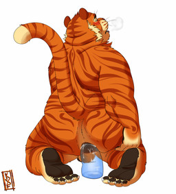 anal anal_penetration anthro anus balls blush breath countershade_balls countershade_crotch countershade_face countershade_genitalia countershading dildo dildo_in_ass dildo_insertion dildo_sitting fur genitals hand_on_butt kneeling male nude nude_anthro nude_male object_in_ass overweight overweight_anthro overweight_male panting penetration raised_tail rear_view sex_toy sex_toy_in_ass sex_toy_insertion simple_background solo striped_body striped_fur stripes tail tongue tongue_out transparent_dildo transparent_sex_toy whiskers white_background kronexfire felid mammal pantherine tiger 2017 hi_res