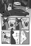 2016 2:3 age_difference ambiguous_gender birman_cat blood blood_from_wound bodily_fluids canid canine canis collar comic detailed_background dialogue digital_drawing_(artwork) digital_media_(artwork) digitigrade domestic_cat domestic_dog ear_lick ear_wound english_text eye_contact fae_(serenity) felid feline felis female_(lore) feral forest fur glare glaring_at_another greyscale group hi_res himalayan_cat jasper_(serenity) licking licking_another licking_wound looking_at_another lying male_(lore) mammal mixed_breed monochrome narrowed_eyes notched_ear on_side open_mouth oriental_shorthair outside paws plant raised_hackles sebdoggo serenity_(comic) shrub sitting snout speech_bubble talking_feral text tongue tree unconscious undead wounded young young_ambiguous young_feral zeke_(serenity) zombie