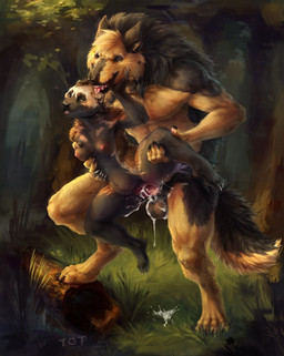 abdominal_bulge animal_genitalia animal_penis anthro balls big_penis bodily_fluids breast_grab breasts brown_body brown_fur canine_genitalia canine_penis cum cum_in_vagina cum_inside digitigrade dominant duo female forest from_behind_position fur genital_fluids genitals hand_on_breast knot larger_dom larger_male licking licking_another licking_partner male male/female nipples nude outside penis plant reverse_stand_and_carry_position sex size_difference smaller_female standing standing_sex tongue tongue_out tree conditional_dnp tgt1512 rip_(psy101) canid canine canis domestic_dog german_shepherd herding_dog mammal pastoral_dog wolf hi_res