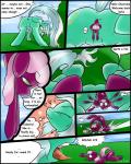 4:5 anus bodily_fluids butt cheerilee_(mlp) comic cutie_mark drooling duo earth_pony english_text equid equine female feral friendship_is_magic full_tour fur genitals green_body green_eyes green_fur greeting gtsdev hair hasbro hi_res horse lyra_heartstrings_(mlp) mammal my_little_pony open_mouth pony purple_body purple_fur pussy saliva size_difference text tongue tongue_out yellow_eyes